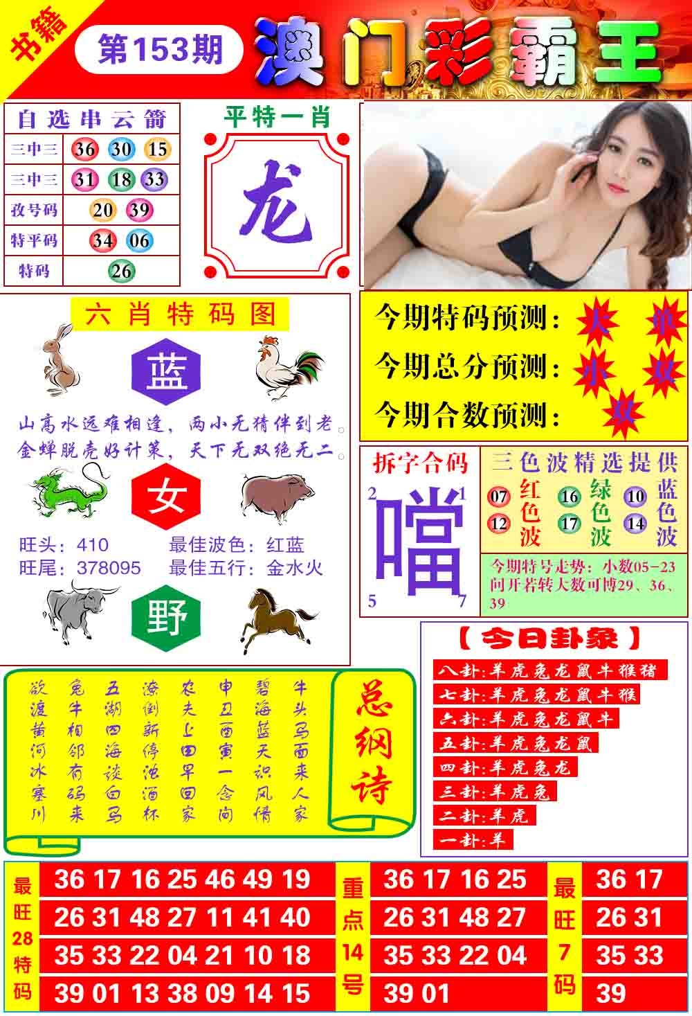 2026153期彩霸王六肖预测